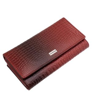 Praktikus kialakítású, nagyméretű, különleges, croco mintás, valódi bőr, női pénztárca, hozzáillő elegáns megjelenésű díszdobozban.