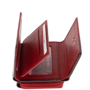 Kiváló minőségű, divatos, valódi bőr, croco mintás, fényes, kis méretű női pénztárca modell, fedél részén La Scala fémlogóval, díszdobozban szállítva.