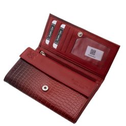 Stílusos, különleges, croco mintás, nagyméretű, valódi bőr női pénztárca, praktikus belső kialakítással, minőségi La Scala díszdobozban.