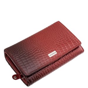 Divatos croco mintás, valódi bőr, praktikus, közepes méretű női pénztárca, La Scala fémlogóval díszítve , elegáns és minőségi díszdobozban.