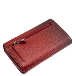 Divatos croco mintás, valódi bőr, praktikus, közepes méretű női pénztárca, La Scala fémlogóval díszítve , elegáns és minőségi díszdobozban.