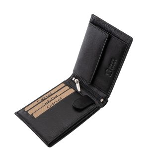 Ez a GreenDeed márkás, prémium minőségű, díszdobozos férfi pénztárca valódi bőr anyagból készült, fényes, fekete felülete elegáns megjelenést biztosít.