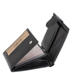 Ez a GreenDeed márkás, prémium minőségű, díszdobozos, valódi bőr férfi pénztárca, amelynek finoman fényes, fekete felülete elegáns megjelenést biztosít.