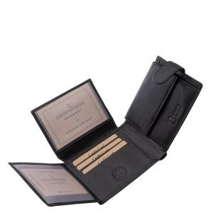 Ez a GreenDeed márkás, díszdobozban kapható prémium kategóriás férfi bőr pénztárca fényes, elegáns külsővel és sokoldalú belső kialakítással készült.