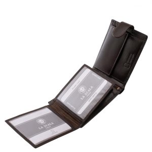 Ez a valódi bőr pénztárca a klasszikus stílusban, elegáns fényes külsővel rendelkező, minőségi díszdobozos férfi La Scala modell.