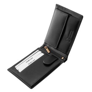 Komoly megjelenésű, stílusos színekben gyártott, elegáns férfi pénztárca valódi bőr alapanyagból gyártva, stílusban hozzá illő minőségi díszdobozban.