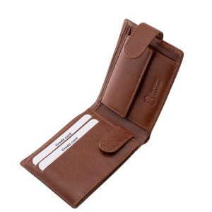 Ez a prémium minőségű, kisméretű, valódi bőr férfi pénztárca a La Scala márkacsalád elegaáns megjelenésű fényes külsejű, díszdobozos modellje.