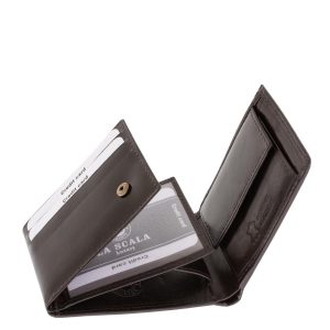 Kellemesen fényes, elegáns megjelenésű valódi bőr pénztárca férfi vásárlóink által kedvelt kisméretű kialakítással, minőségi díszdobozos kivitelben.