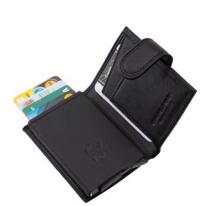 Praktikus fém kártyatartó tokkal ellátott valódi bőr kártyatartó modell, mely minőségi La Scala márkás termékünk. Külső átkapcsolóval ellátva.