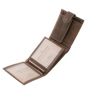 Ez a valódi bőr, sportos férfi pénztárca modern súlyzós mintával és a „No pain, no gain” felirattal díszített díszdobozos modell.