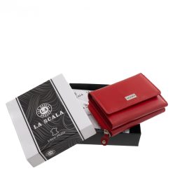La Scala márkás, kiemelkedő minőségű valódi bőr, kisméretű, elegáns, egyedi dizájnos, női pénztárca modell, letisztult stílusú díszdobozban szállítva