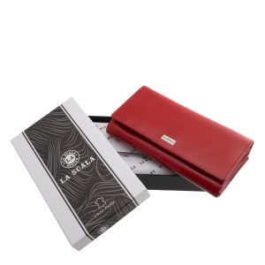 Praktikus kialakítású, La Scala márkás, könnyen hozzáférhető, divatos és stílusos, valódi bőr, nagyméretű női pénztárca modell, elegáns díszdobozban.