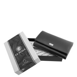 Elegáns, stílusos, könnyen kezelhető, La Scala márkás, valódi bőr, nagyméretű, kellemes tapintású női pénztárca modell, díszdobozban szállítva