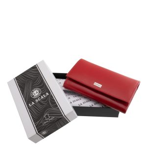 Elegáns, stílusos, könnyen kezelhető, La Scala márkás, valódi bőr, nagyméretű, kellemes tapintású női pénztárca modell, díszdobozban szállítva