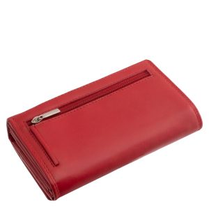 Praktikus méretű, kényelmesen használható, klasszikus megjelenésű valódi bőr női pénztárca, mely divatos piros színben készült.