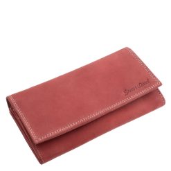 Divatos piros és fekete színben gyártott, puha tapintású valódi bőr női pénztárca, mely GreenDeed díszdobozban kapható nagy méretű termékünk.