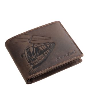 Egyedi, bőr pénztárca fedelén klasszikus villamos benyomással, valódi bőrből, minőségi díszdobozban kapható GreenDeed márkás termék.