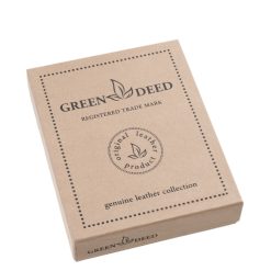 Egyedi, bőr pénztárca fedelén klasszikus villamos benyomással, valódi bőrből, minőségi díszdobozban kapható GreenDeed márkás termék.