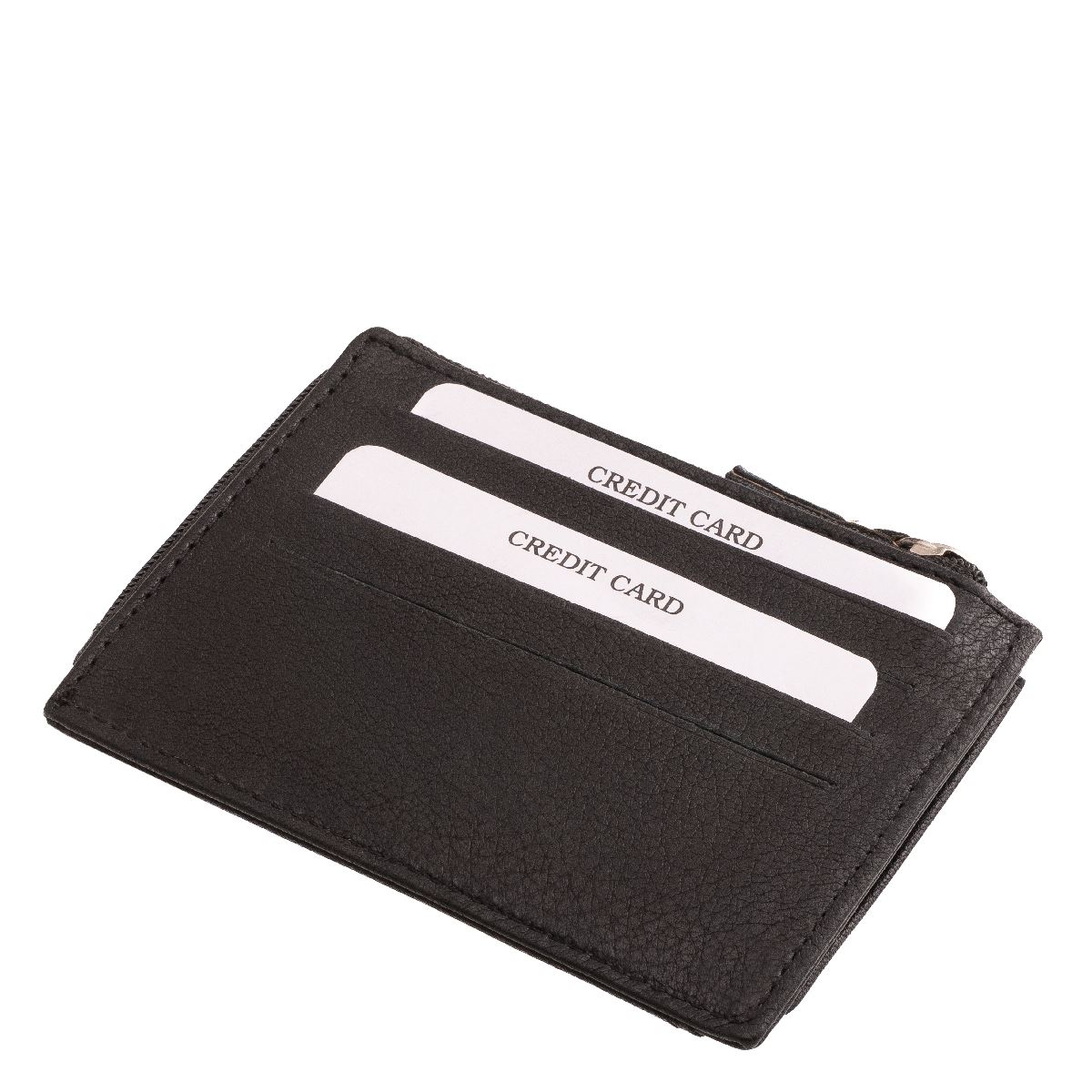 Fekete színű, praktikus, többfunkciós, kellemes tapintású valódi bőr, La Scala márkás, kártyatartó, aprópénztartóval, patenttel zárható külső átkapcsolóval