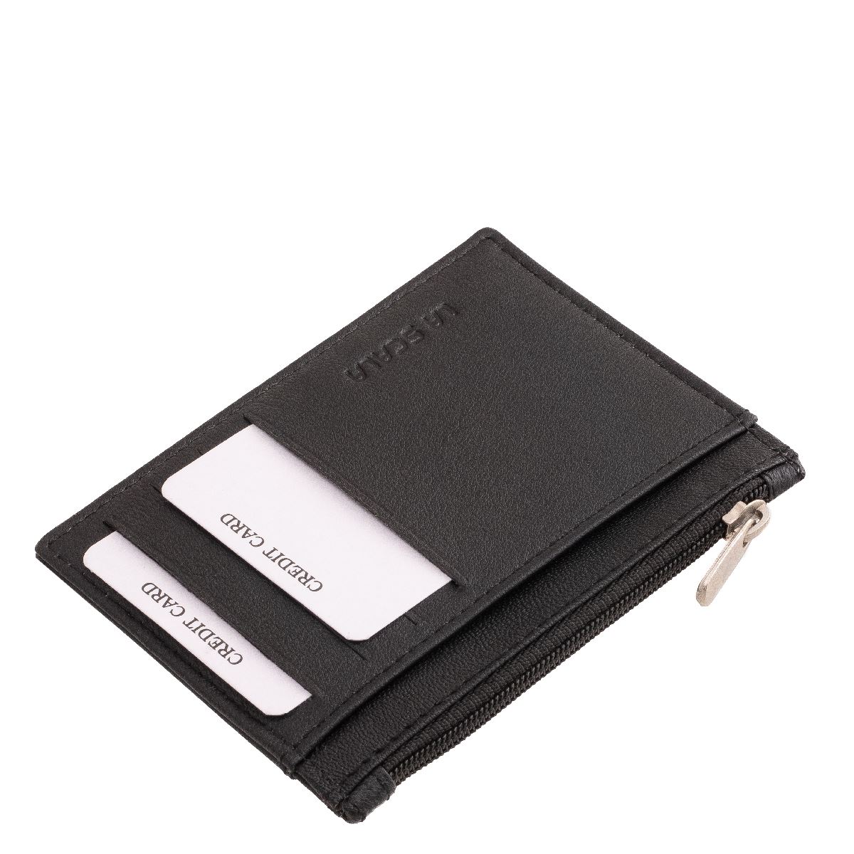 bor-kartyatarto-cipzaras-rekesszel-#-3180-#-fekete-04 Minőségi, valódi bőr, La Scala márkás, fekete színben készült, kompakt kártyatartó, több férőhelyes kártyatartó résszel, irattartóval, cipzáras rekesszel