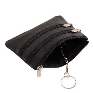 La Scala márkás, minőségi valódi bőr kulcstartó egy rögzített kulcskarikával, több, cipzárral zárható biztonságos rekesszel, praktikus kialakítással