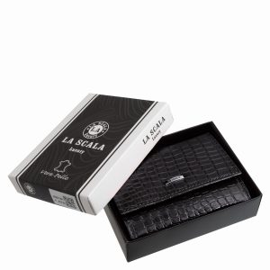 Elegáns megjelenésű igazán divatos croco mintás női valódi bőr pénztárca modellünk egy sokoldalú, kis méretű modell, díszdobozos kivitelben.