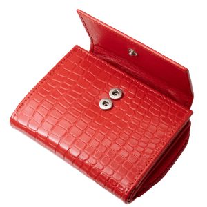 Stílusos és praktikus választás: valódi bőr , kisméretű női pénztárca divatos croco mintázattal, hozzá illő minőségi díszdobozban a La Scala-tól.