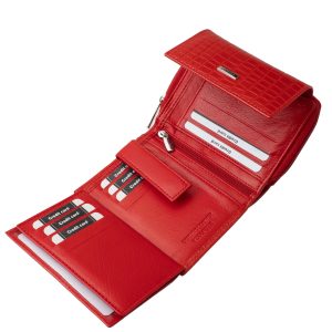 Stílusos és praktikus választás: valódi bőr , kisméretű női pénztárca divatos croco mintázattal, hozzá illő minőségi díszdobozban a La Scala-tól.