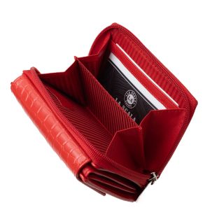 Stílusos és praktikus választás: valódi bőr , kisméretű női pénztárca divatos croco mintázattal, hozzá illő minőségi díszdobozban a La Scala-tól.