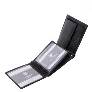 Ez a klasszikus kialakítású, elegáns férfi pénztárca valódi bőr anyagból készült, ami nemcsak stílusos megjelenést biztosít, hanem tartósságot is garantál.