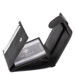 Ez a prémium minőségű, valódi bőr férfi pénztárca kisméretű kialakítással rendelkező, igazán elegáns, praktikus díszdobozos La Scala modell.