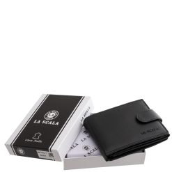 Ez a prémium minőségű, valódi bőr férfi pénztárca kisméretű kialakítással rendelkező, igazán elegáns, praktikus díszdobozos La Scala modell.
