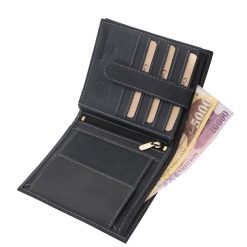 Natúr vadászbőr stílusú, széles kialakítású valódi bőr férfi irattartó pénztárca, praktikus megoldásokkal, díszdobozos kivitelben, RFID védelemmel.