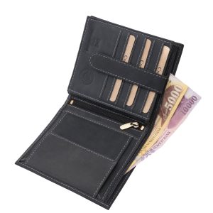 Natúr vadászbőr stílusú, széles kialakítású valódi bőr férfi irattartó pénztárca, praktikus megoldásokkal, díszdobozos kivitelben, RFID védelemmel.