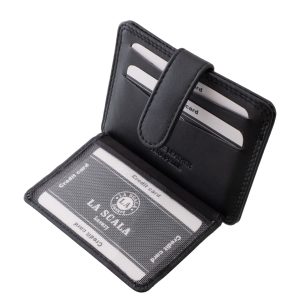 Praktikus kialakítású, kisméretű valódi bőr kártyatartó, minőségi La Scala Luxury modell, mely irattartóval is el lett látva, klasszikus színekben készült.