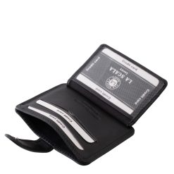 Praktikus kialakítású, kisméretű valódi bőr kártyatartó, minőségi La Scala Luxury modell, mely irattartóval is el lett látva, klasszikus színekben készült.