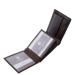 Ez a prémium minőségű, valódi bőr férfi pénztárca kompakt kisméretű modell, elegáns, fényes bőrfelülettel, igényes díszdobozos kivitelben.