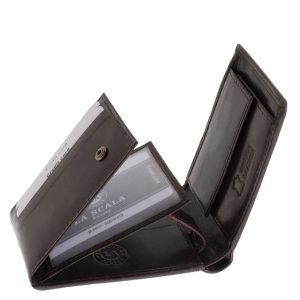 Ez a prémium minőségű, valódi bőr férfi pénztárca kompakt kisméretű modell, elegáns, fényes bőrfelülettel, igényes díszdobozos kivitelben.