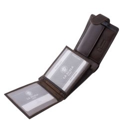 Ez a prémium minőségű, valódi bőr férfi pénztárca kompakt, kisméretű modell elegáns, fényes bőrfelülettel és igényes díszdobozos kiszereléssel.