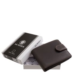 Ez a prémium minőségű, valódi bőr férfi pénztárca kompakt, kisméretű modell elegáns, fényes bőrfelülettel és igényes díszdobozos kiszereléssel.