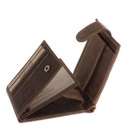 Fedelén szarvasfej mintás benyomással díszített, valódi bőr férfi pénztárca, mely egy egyedi, kisméretű GreenDeed modell, díszdobozban.