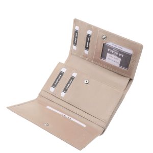 Nagy színválasztékban kapható, divatos megjelenésű, praktikus méretű, női bőr pénztárca modell a La Scala márkacsalád új díszdobozos terméke.