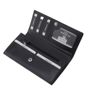 Brifkó jellegű, nagy méretű, divatos megjelenésű La Scala márkájú női bőr pénztárca, valódi, időtálló és minőségi bőrből.