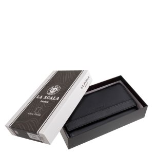 Brifkó jellegű, nagy méretű, divatos megjelenésű La Scala márkájú női bőr pénztárca, valódi, időtálló és minőségi bőrből.