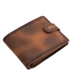 Antikolt, vintage stílusban gyártott valódi bőr férfi pénztárca modell a GreenDeed új kollekciójából, hozzá illő minőségi díszdobozban.