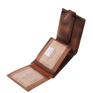 Antikolt, vintage stílusban gyártott valódi bőr férfi pénztárca modell a GreenDeed új kollekciójából, hozzá illő minőségi díszdobozban.