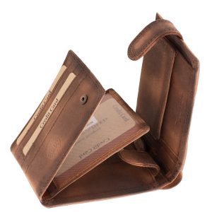 Antikolt, vintage stílusban gyártott valódi bőr férfi pénztárca modell a GreenDeed új kollekciójából, hozzá illő minőségi díszdobozban.