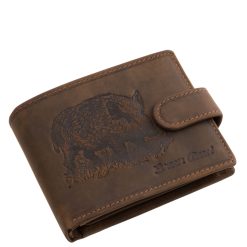Vaddisznó mintás valódi bőr férfi pénztárca kifejezetten a természet és a vadászat szerelmeseinek készült, díszdobozos formátumban.
