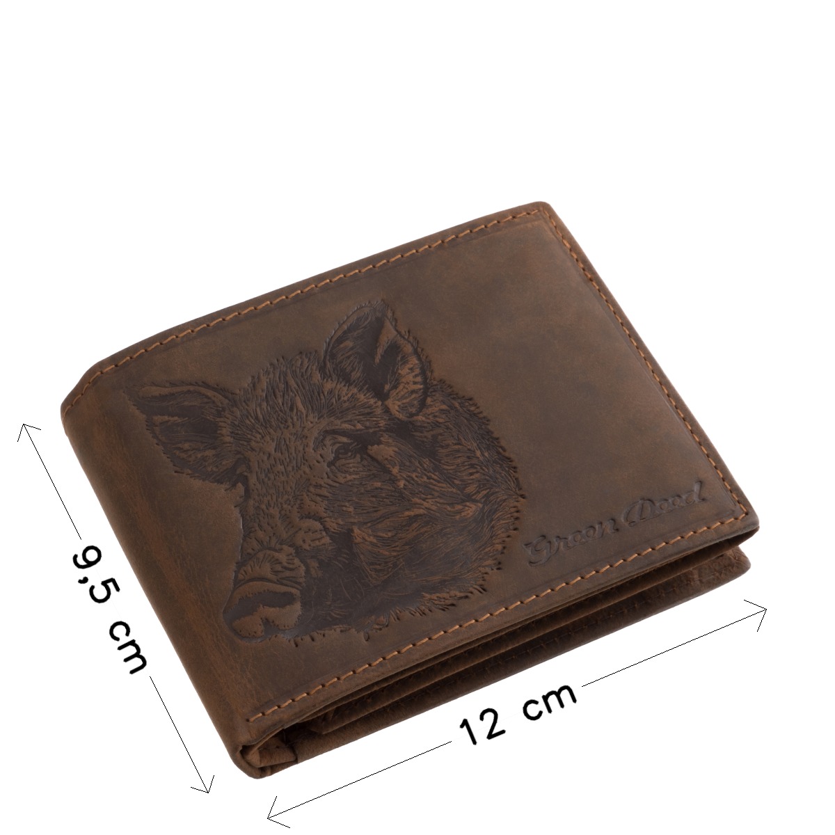 GreenDeed valódi bőr vadász férfi pénztárca vaddisznófej mintával WBH1021 - Image 4