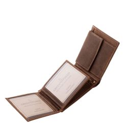 Barna színű GREENDEED márkás horgász férfi bőr pénztárca természetes kikészítésű, vintage hatású minőségi bőrből mintás külsővel.